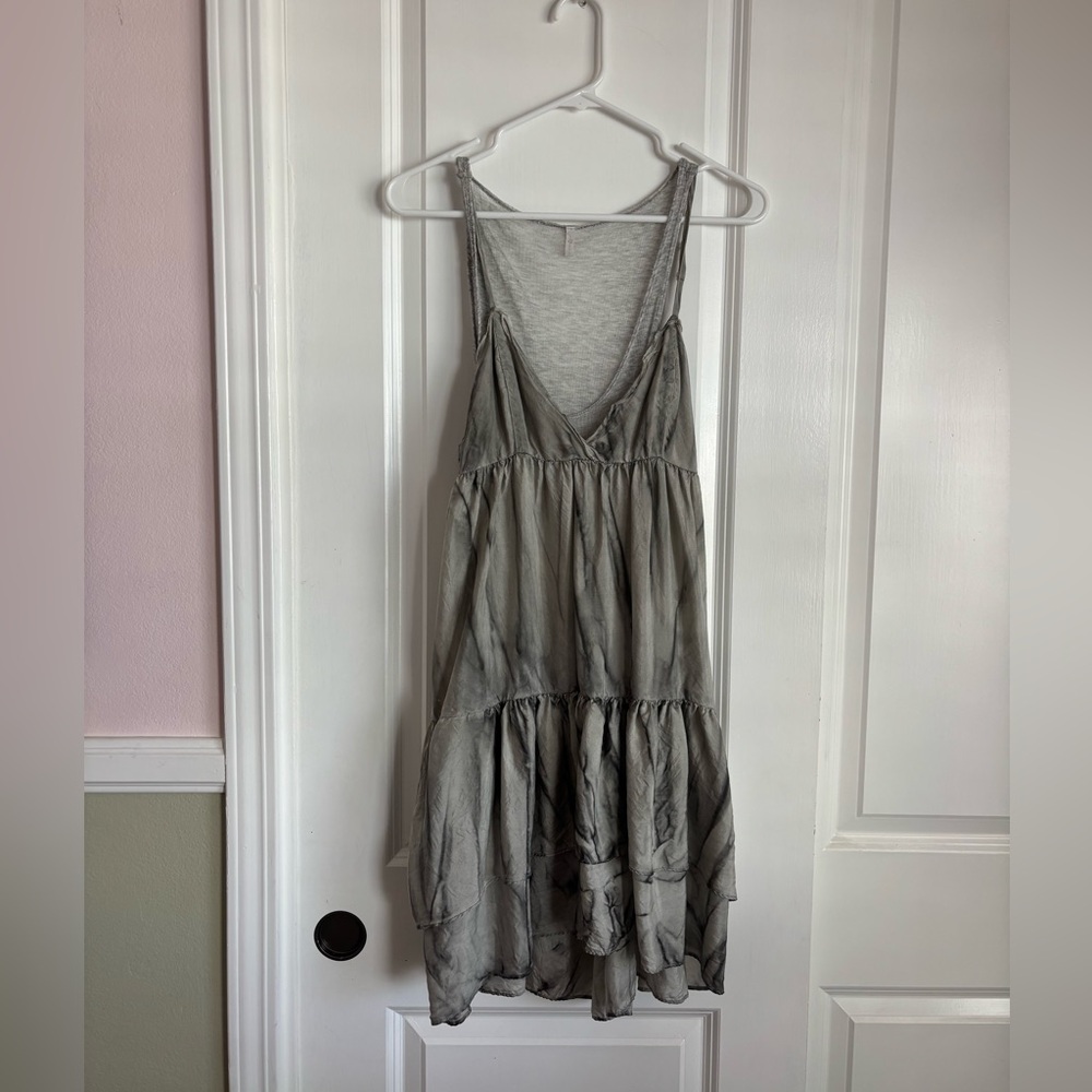 Seven for All Mankind Grey Tiered V-Neck Mini Dress